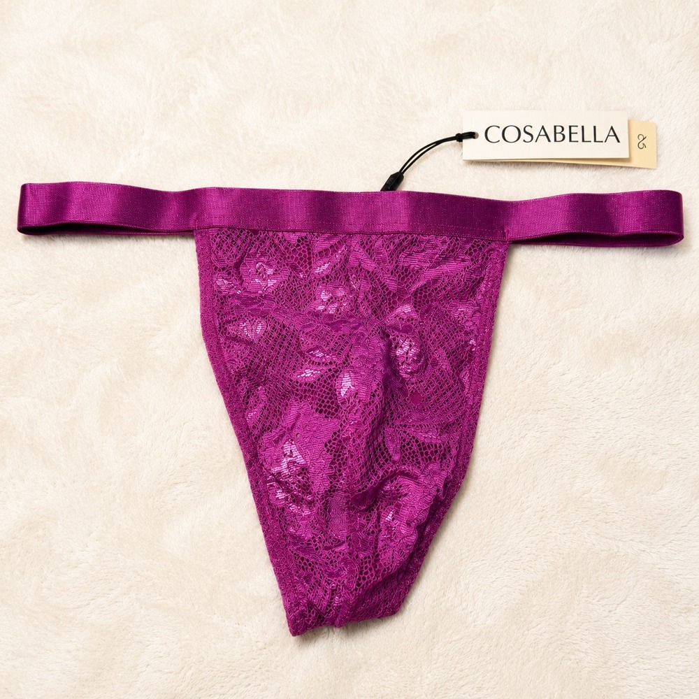 COSABELLA NSN Men's Italian Lace Thong Swiss Beet‎ Purple - Size M / NWT